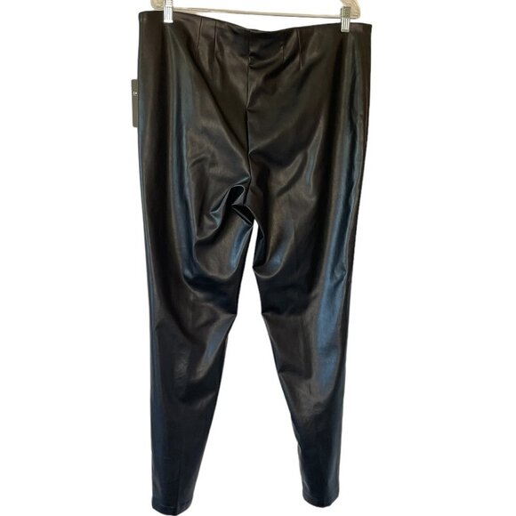 Zac & Rachel NEW Vegan Leather Black Leggings have Permanent Crease Down Front - Picture 4 of 10